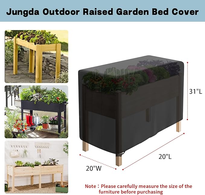 Outdoor Raised Garden Bed Cover for Winter (Only Cover)Waterproof Raised Planter Boxes Stand Covers - 20 x 20 x 31 inch