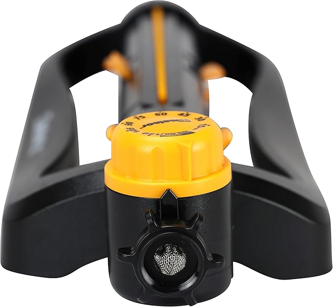 Melnor 65133AMZ XT Turbo Oscillating Sprinkler W/Timer 4000 sq. ft. Quick Connect Bundle 2-Way Adjustable Black Yellow