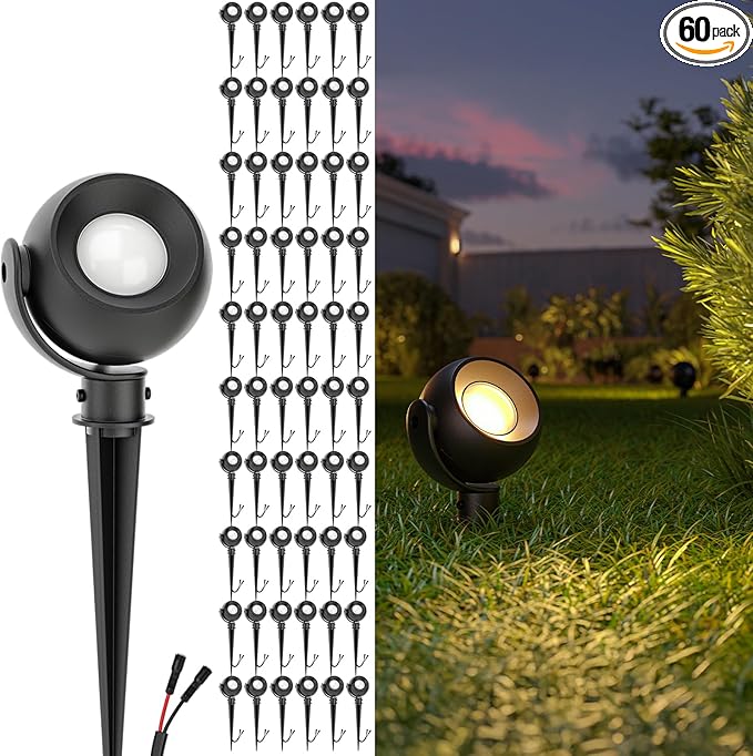 Sunco LED Low Voltage Spotlight Revolver Sphere Shaped Garden Landscape Lights Outdoor [Luces para Jardin] 4W 300 LM 3 CCT: 2700K/4000K/5000K Wet Rated ETL 60 Pack.