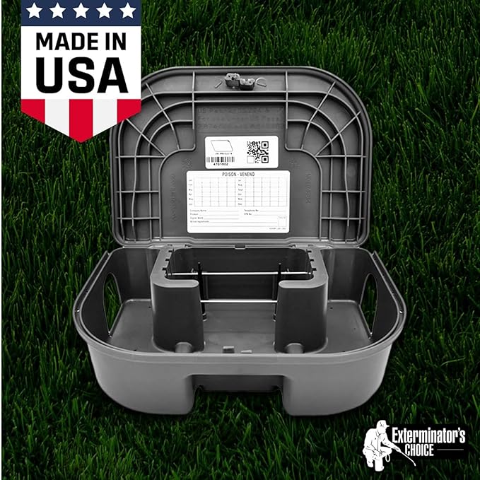 Exterminators Choice Mouse Bait Station Kit - Heavy-Duty Indoor &amp Outdoor Use - Bait Stations for Yard - Secure Key-Lock Design - Pack of 6 1 Key Black 4.75in x 3.5in x 1.25in