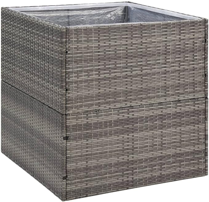 Outdoor Raised Garden Bed Planter Box Wicker Garden Planter Raised Garden Boxes for Vegetables Flowers Herbs Gray 31.5x31.5x31.5 Poly Rattan-508