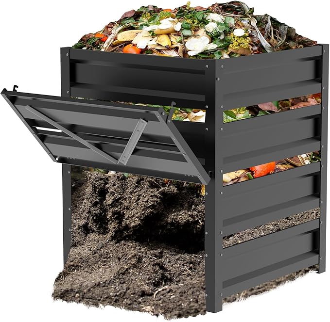 Compost Bin Outdoor -170 Gallon Composter with Rust-Proof Coating Painted Finish Large Compost Bin for Producing Fertilizer from Kitchen Waste and Fallen Leaves