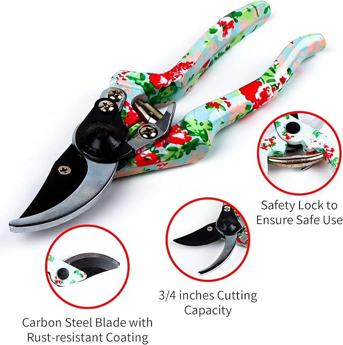 JUMPHIGH Womens Gardening Gifts Set - Floral Gardening Tools with Tote Bag - Gifts for Mom Girlfriend or Women - Birthday Christmas (Blue)