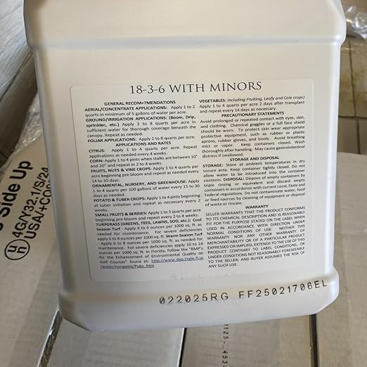 18-3-6 with Minors Liquid Fertilizer A 50% SRN Formulation Plus Minors 2.5 Gallon