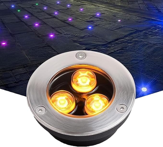 Underground Light LED - LED Beam Spotlight Suitable for Driveway Patio Path Lighting IP67 Ultra-Thin Outdoor Waterproof Recessed Deck Floor Lamp Round Lawn SRGB (Red Green Blue) 12W
