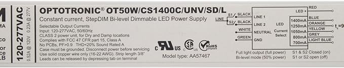 Osram OT50W/CS1400C/UNV/SD/L Constant Current Step-Dimmable LED Driver 21-50VDC