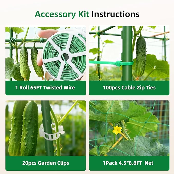 Cucumber Trellis for Raised Bed U-Shape Garden Arch Metal Support for Climbing Plants Metal Arch Plant Support Vegetables Trellis Plant Support for Vine (Green 31.5 * 30 * 47inch(L*W*H))