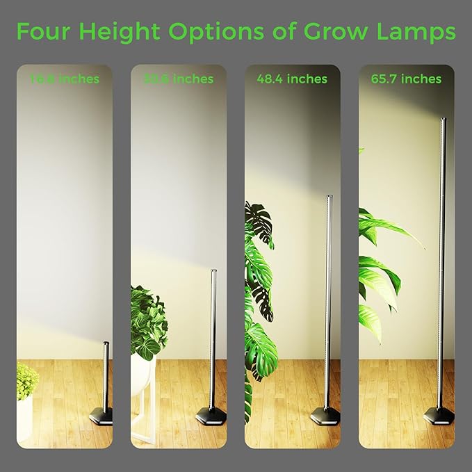 Grow Lights for Indoor Plants with Timer 192 LEDs 42W Vertical Full Spectrum Grow Light 65 Inch Standing Grow Lights 3 Light Modes 5-Level Dimmable Wide Coverage
