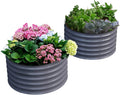Olle 2 Pack 17 Tall Durable Round Raised Garden Bed Raised Beds for Gardening Vegetable Planter Boxes Outdoor Raised Garden Boxes for Herbs Veggies Flowers Mid-Grey 24 X 17
