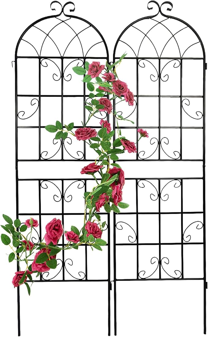 2 Pack Multi-Purpose Garden Trellis Netting Anti-Rust Country Style Outdoor Plant Trellis Support for Garden Decoration Black 71 x 19.7