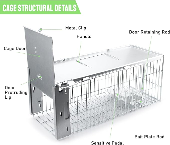 Faicuk Heavy Duty Squirrel Trap Chipmunk Trap Rat Trap and Other Similar-Size Rodents - 16.3” x 6” x 6.7”