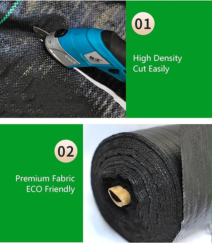 Weed Control Membrane UV Stabilised Ground Cover Membrane Trimmable Black Woven Roll Weed Barrier Perfect for Gardens Patios Flower Beds Landscaping(1.2 * 100m)