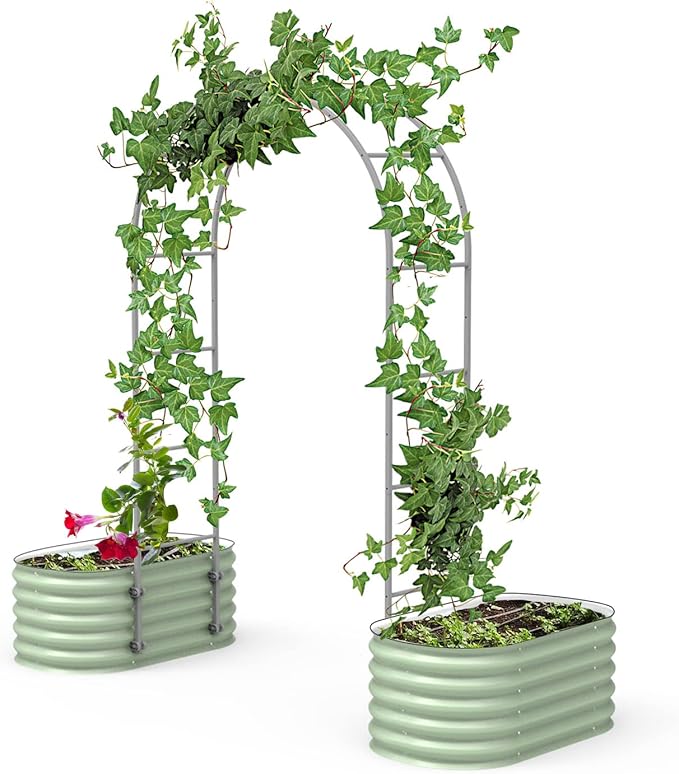 Vego Garden Modular Arched Trellis System for 2.0‘ x 4.0' 10 in 1 Garden Bed for Climbing Plants Like Cucumber Beans Tomatoes &amp Vines (Garden Beds Not Included)