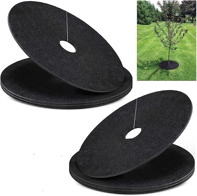 10pcs Black Non Woven Fabric Tree Mulch Lock up Protector Mat Reusable Weed Barrier for Control Root Protection(42CMX42CMX5CM)