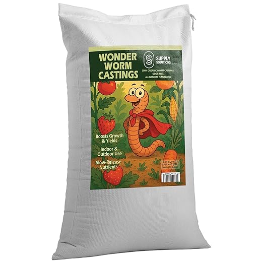 Supply Solutions | Wonder Worm Castings - Premium Organic Earthworm Compost Fertilizer for Indoor &amp Outdoor Plants Houseplants Vegetables Fruit Trees &amp Garden Soil Enrichment (40 Pounds)
