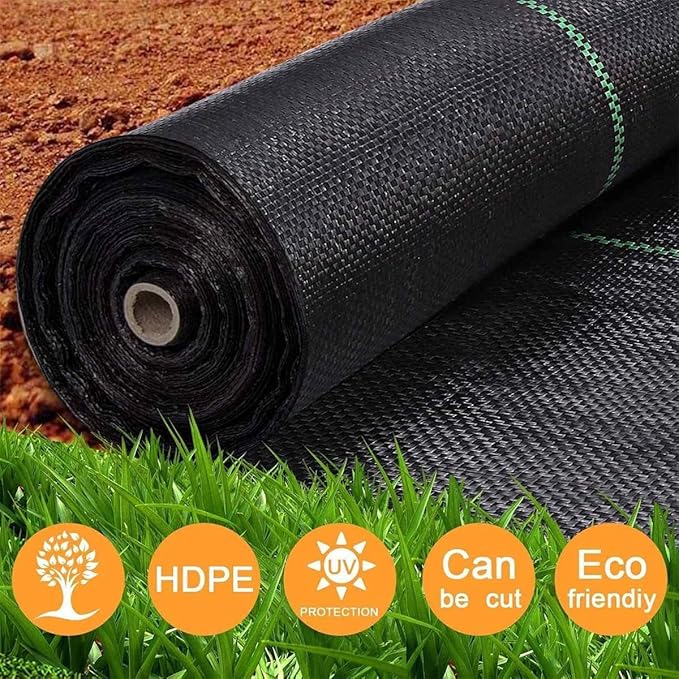 Weed MembraneWeed Barrier FabricHigh UV Stabilized Gardening Matfor Landscaping Driveway Gravel Artificial Grass Lawn Underlay(1.2x91m)