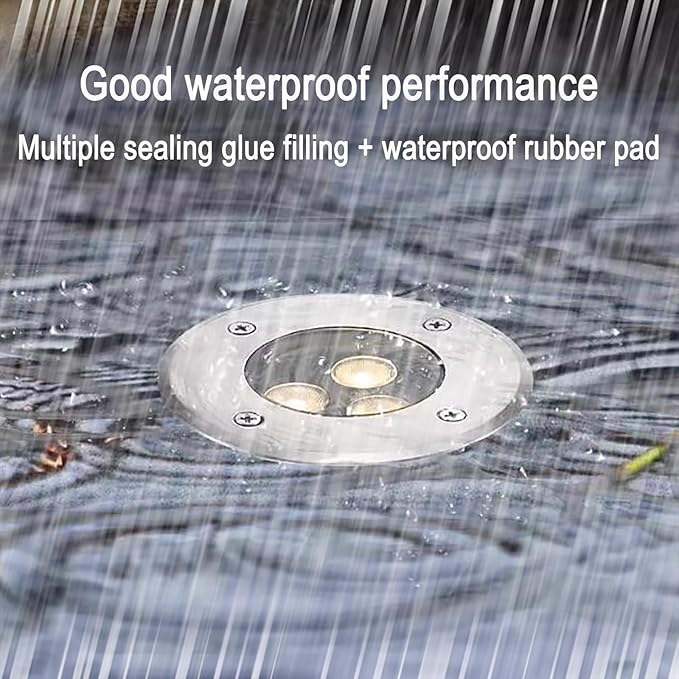 4PCS IP68 Waterproof LED Buried Lights - Ultra-Thin Outdoor Fountain Landscape Spotlights Submersible Pond Lights (RGB AC 24V-3W)