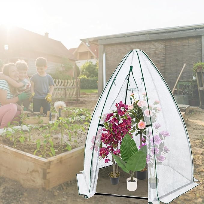 Portable Greenhouse for Outdoor Plants Heavy Duty Hexagonal Green House with Durable PE Cover Zippered Door Mesh Window Plant Protector From Animals Weather for Vegetables Flowers Fruits Herbs