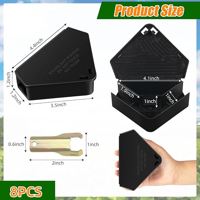 16 Pack Mouse Stations with 16 KeysReusable Box Station for Small Mice Rat for Indoor OutdoorTamper-Resistant Entry for Kitchen Garage Basement Patio (Empty ContainerBlack)
