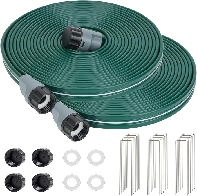 Sprinkler Soaker Hose 25ft 2Pack for Garden Lawn Watering Pipe with Holes High-Efficiency Water-Saving Garden Irrigation System Drip Hose Sprinkler