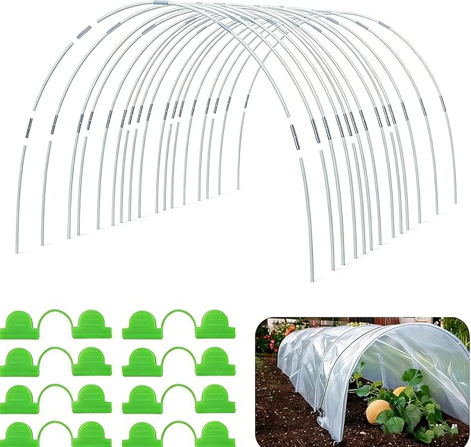 72 Pcs Garden Hoops for Raised Beds 12 Sets of 8 Ft Long Greenhouse Hoops Grow Tunnel Rust-Free Fiberglass Support Hoops Frame for Netting DIY Plant Support Garden Stakes for Row Cover