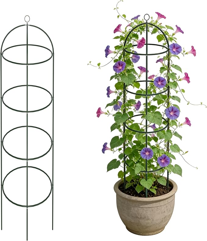 Garden Obelisk Trellis for Climbing Plants 5.7/4.5FT Heavy Duty Metal &amp Rustproof Plant Climbing Support for Garden Indoor Outdoor Potted Plant Flowers Fruits Vegetable Vines (4.5FT / 1Pack)