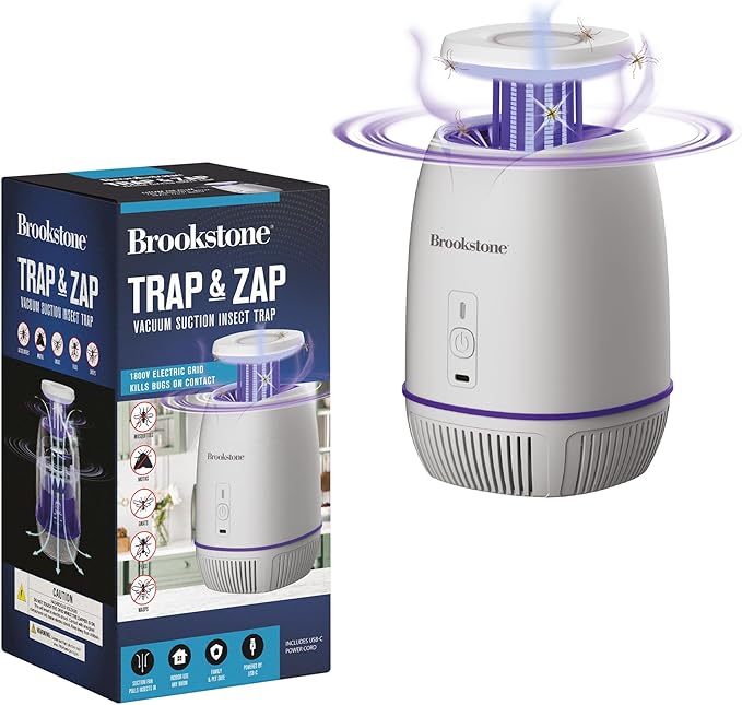 Trap &amp Zap Insect Catcher with Vacuum Suction - High-Efficiency UV Light Attractor and Quiet Fan
