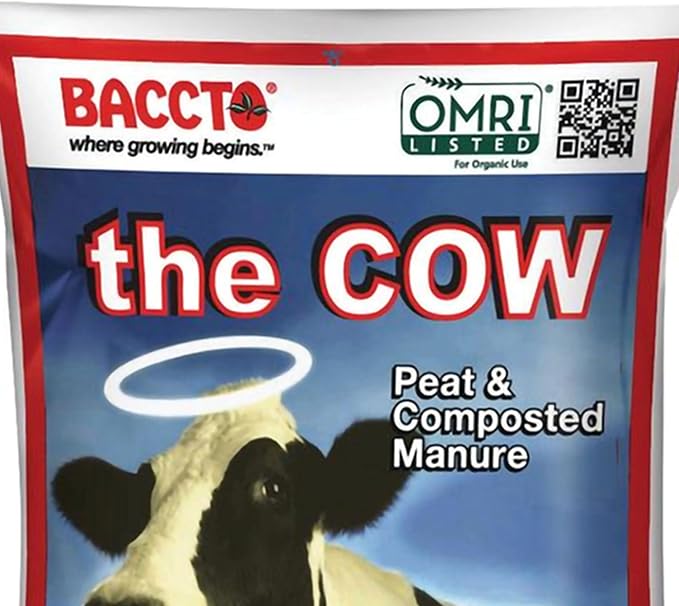 Michigan Peat Baccto Wholly Cow Horticultural Compost and Manure for Soil Amendment Lawn Care Vegetable Garden Beds and More 40 Quart Bag