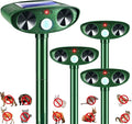 4 Pack 2026 Solar Ultrasonic Animal Repellent Outdoor Cat Squirrel Deer Repellent Devices Rabbit Deterrent for GardenAnimal Repeller with Motion Sensor for Dog Skunk Raccoon Rabbit Rodent