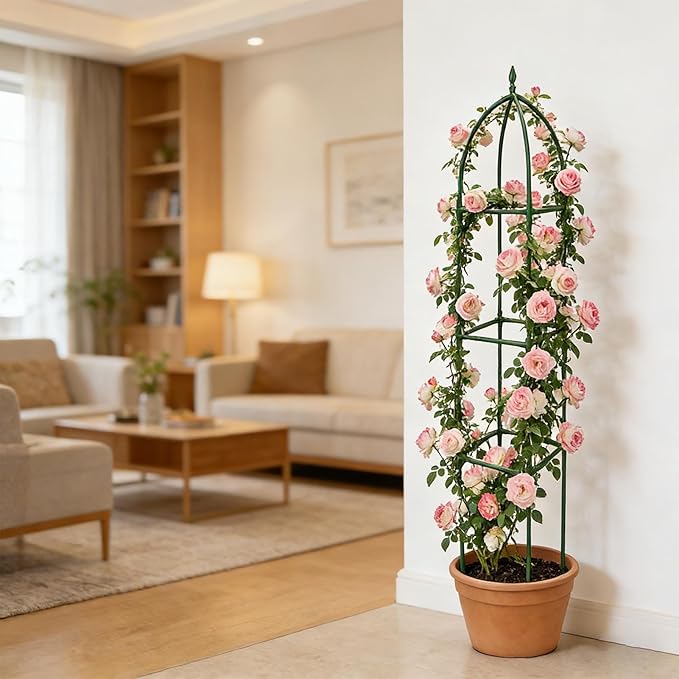 Garden Trellis - Adjustable Vertical Support Stake | Flowers Steel Frame Vertical Stand Frame Holder All Weather Climbing Frames for Vines Flowers Pea Bean Tomato Clematis Window Sill Balcony