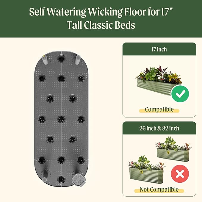 Vego garden 2.0' x 5.0' Self Watering Wicking Floor for 17 Tall 4 in 1 Classic &amp Novel Beds