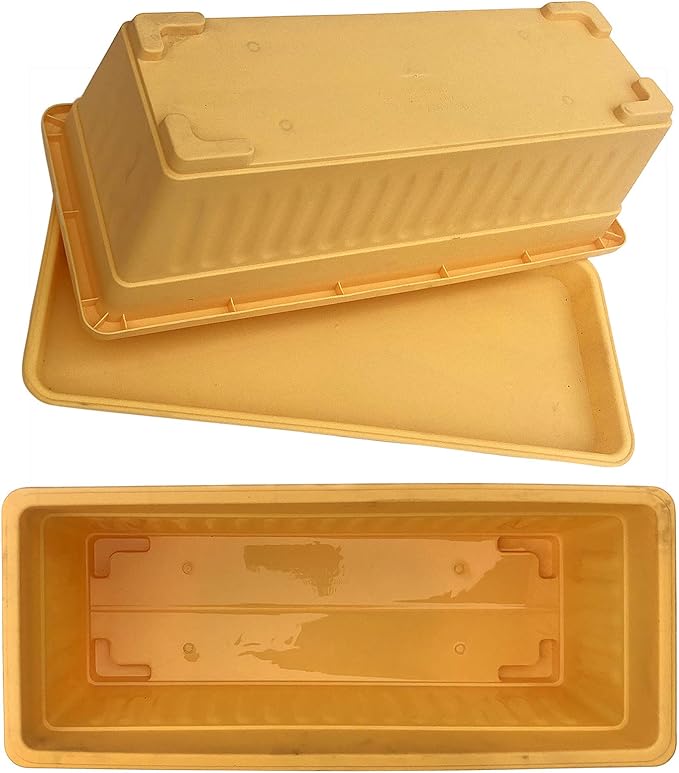 5 pcs / Length 16.8 Yellow Color Plastic Planter Window Box with Tray/ for Flower Vegetables Plants Nursery Seedling in The Garden Patio  Indoor Outdoor