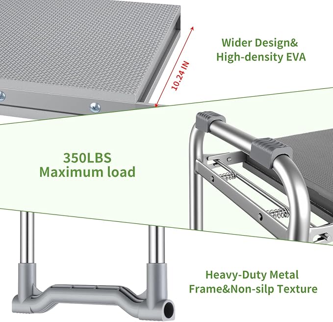 Foldable Garden Kneeler and Seat 2 in 1 Heavy Duty Garden Stool Portable Gardening Knee Seat with Pad &amp Tool Bag Sturdy Garden Kneeling Bench for Weeding Planting Supports Up to 400lbs