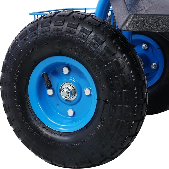 Rolling Garden Scooter with 360 Degree Swivel Seat Steering Handle &amp Tool Tray Gardening Stool for Planting Garden Work Seat with Wheels for Outdoor Patio &amp Yard (Blue)