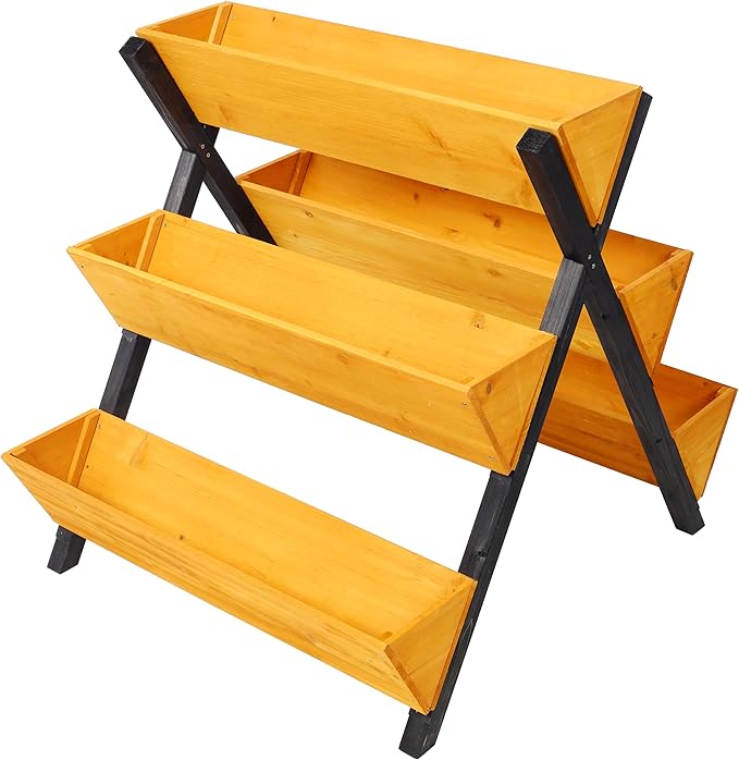3 Tiers Raised Garden Bed Wood Vertical Planter Box Stand Herb Garden Bed with Legs Raised Bed for Herb Vegetables Flowers (3 Tiers)