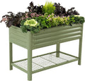 Elevated Raised Garden Bed-V Series 2' x 4' Garden Beds with Legs &amp Storage Rack for Patio Porch 700 Lbs Weight Capacity Outdoor Planter Boxes for Gardening Herbs Vegetables Flowers Olive Gree