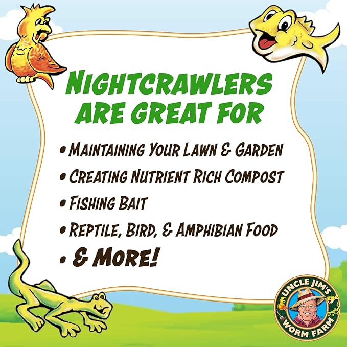 Uncle Jim's Worm Farm European Nightcrawlers Composting and Fishing Worms 1 Lb Pack