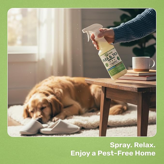 Mosquito Magician Indoor and Outdoor Flea &amp Tick Spray - Use for Carpet Furniture Bedding Couches &amp Pets – Plant-Sourced with Essential Oil – Cedarwood 16 OZ