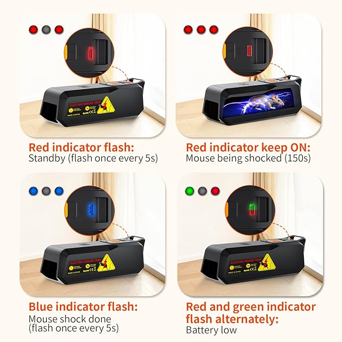 Electric Mouse Trap 2 Pack Humane Electronic Mouse Trap for Indoor Home Use Reusable Electric Rat Trap No-Touch Rodent Control for Kitchen Garage Attic Basement