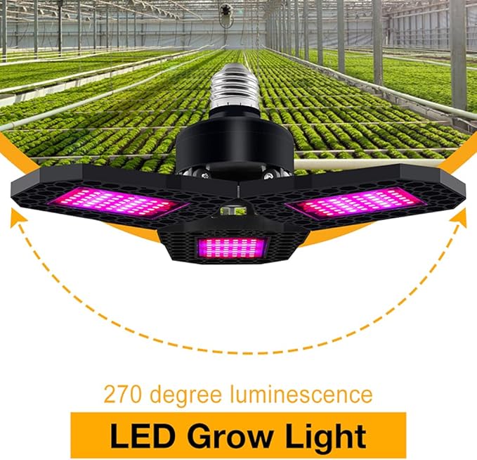 Foldable LED Grow Light Adjustable Phyto Lamp E27 Base Deformation Plant Lamp for Indoor Greenhouse Seedling Flower108leds