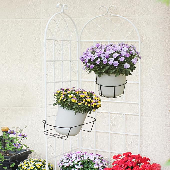 2 Pack Metal Garden Trellis 71 x 19.7 Rust-Resistant Trellis for Climbing Plants Outdoor Flower Support Cream White