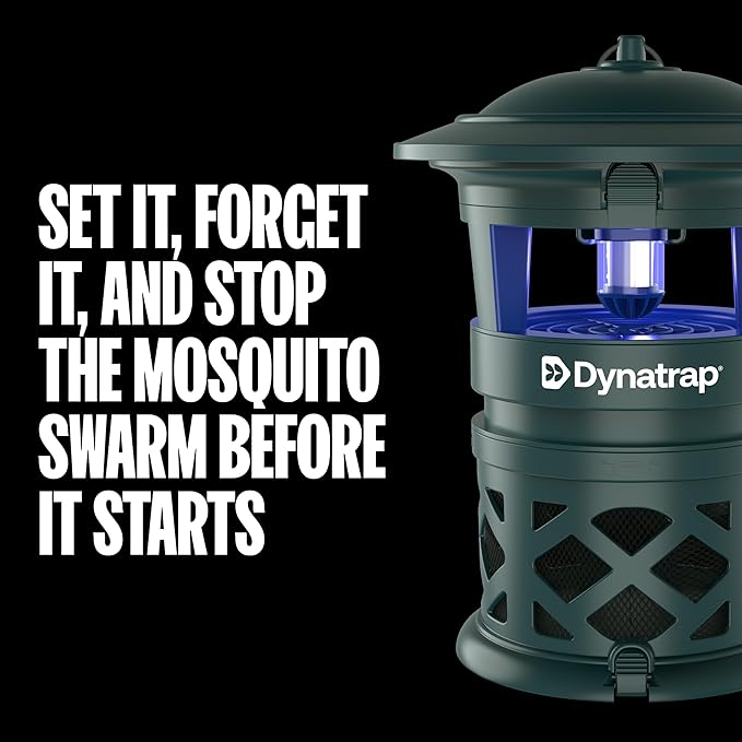 DynaTrap DT2030-GRSR Fly Traps Outdoor - Mosquito &amp Flying Insect Killer for 1 Acre – Kills Flies Gnats Wasps - Bug Zapper Alternative - Green