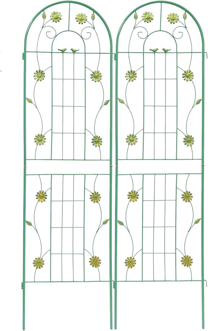 2/4 Pack Metal Garden Trellis for Climbing Plants Outdoor Flower Support Plant Trellis for Roses Vines Vegetables Patio Decor Practical(Green4 Pack)