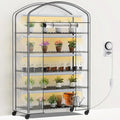 Abimars 5-Tier Greenhouse with Grow Light Shelf Height Adjustable Metal Plant Shelf with PVC Cover and Wheels Includes 5-Pack 2900K Full Spectrum Plant Lights 21x49x80inch