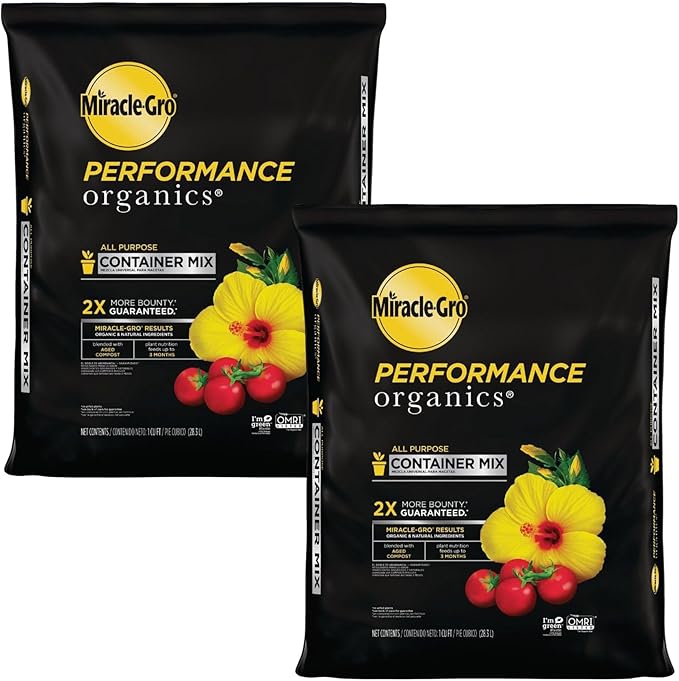 Miracle-Gro 2 Pack Performance Organics All Purpose Container Mix with Natural and Organic Ingredients Feeds Container Grown Vegetables Flowers and Herbs for up to 3 Months 1 cu. ft.