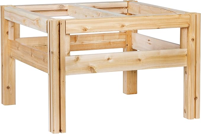 Greenes Fence Four Bucket Elevated Cedar Wood Garden Frame 29 in. x 28 in. x 20 in. - Made in USA with North American Cedar