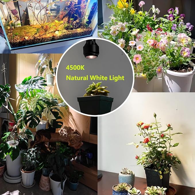 Hook Mounted Plant Light Full Spectrum 4500K 10W Adjusted Light Beam Range 15-60° Industrial Style Goose Neck Wall Lamp for Indoor Plants Flowers Growing