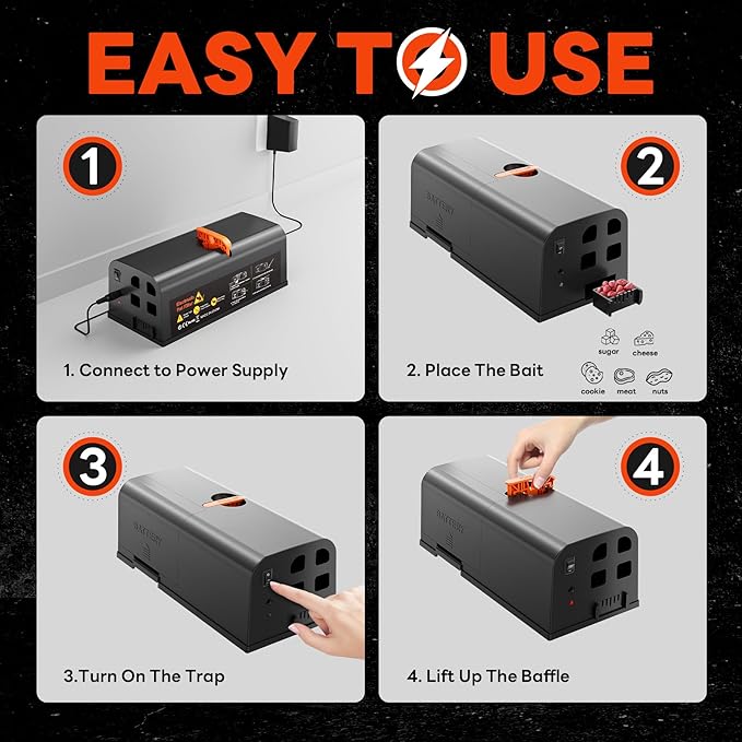 Electric Mouse Trap 2 Pack Indoor Reusable Electric Mouse Trap Zapper with Anti-Escape Design &amp Dual Power Electronic Rat Trap with No-Touch Cleaning for Kitchen Garage