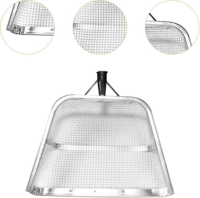 Soil Sifter Garden Sieve Soil Spade Yard Patio Landscaping Agricultural Filter Riddle Sieve Tool for Sand Dates Weeds Peanut 37x44cm Mesh 0.8cm
