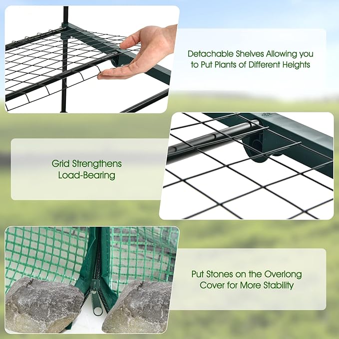 S AFSTAR Portable Greenhouse with Shelves 27 x 19 x 75 Green House with 4 Tiers Mesh Shelves &amp Roll-Up Door Small Greenhouse Mini Growing House Greenhouses for Outdoors Garden Patio Backyard